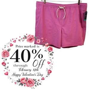 Trinity Coast Pink Swim Trunks XXL Knee Length Side Pockets Drawstring Waist